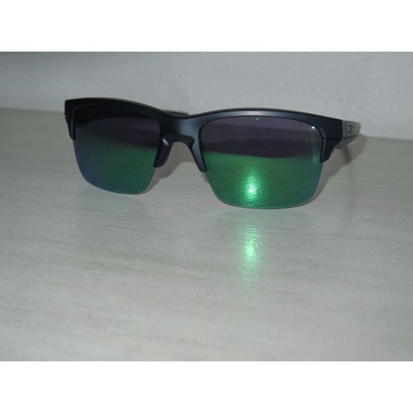 Oakley OO9316-09 Men's Thinlink Matte Black Frame Jade/Green Iridium Sunglasses - Picture 9 of 11